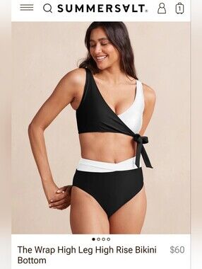 Summersalt The Wrap High Leg High Rise Black/White Sea Urchin Sand Bottom Sz 12